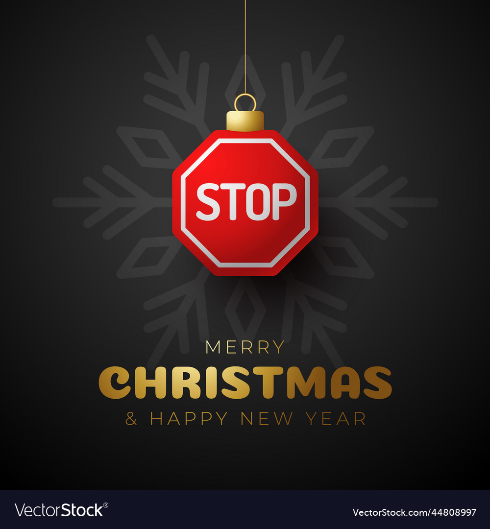 Stop sign christmas card merry traffic