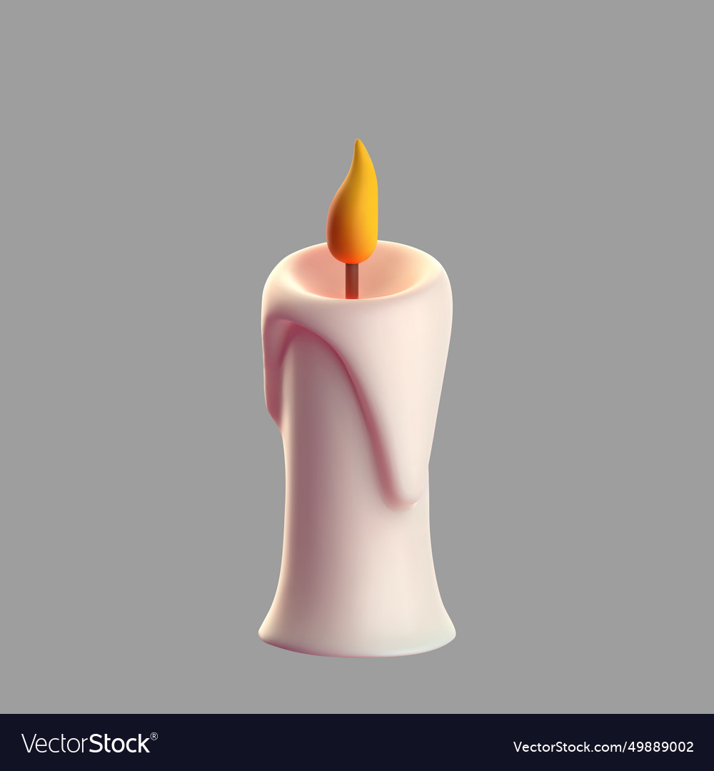 3d candle on gray background with burning