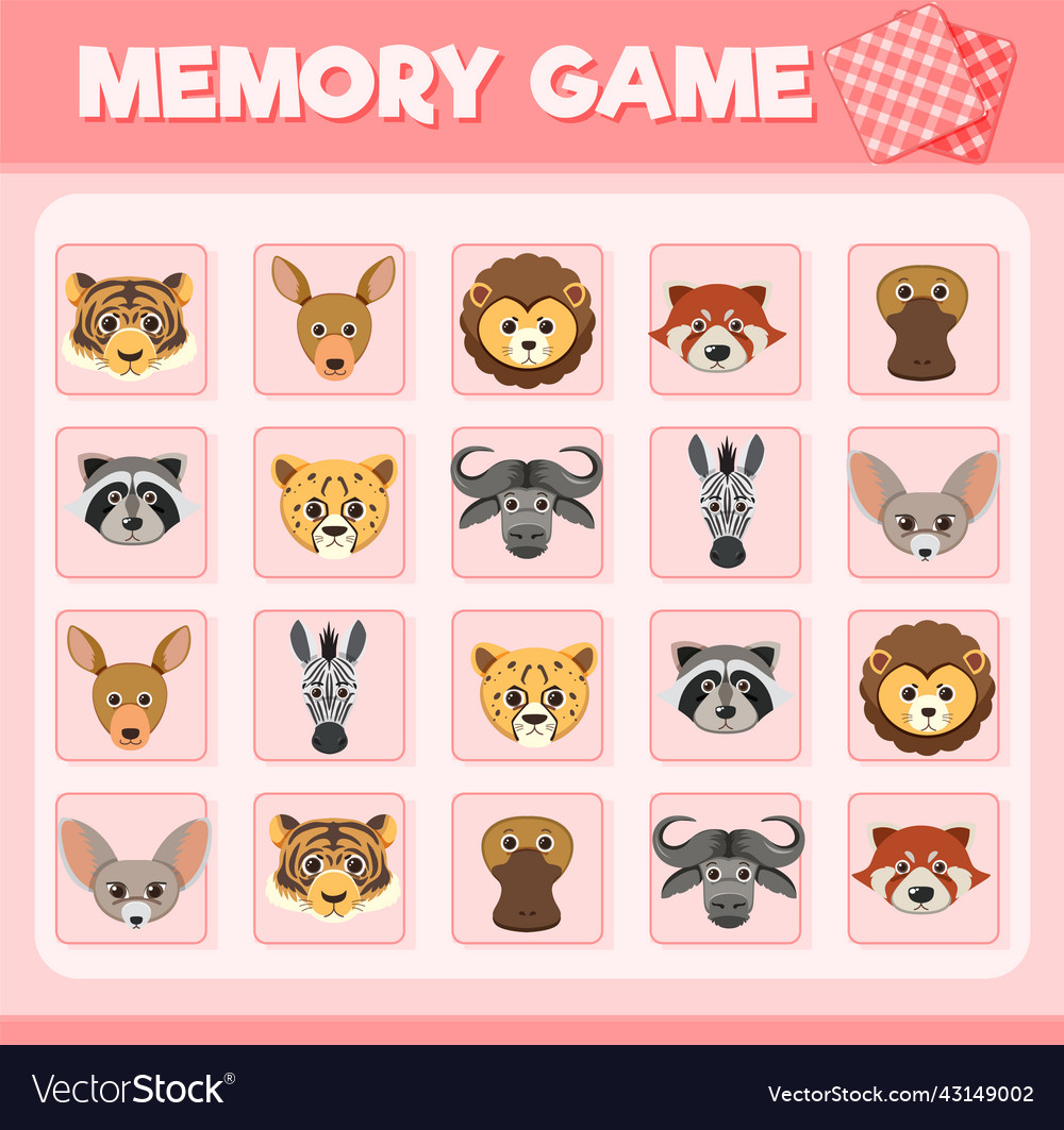 Animal memory card game Royalty Free Vector Image