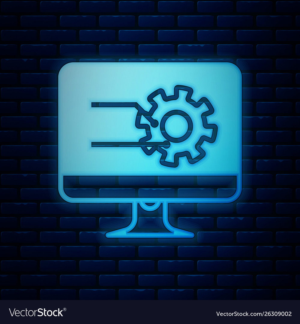 Glowing neon computer monitor with graph chart Vector Image Glowing neon computer monitor with graph chart