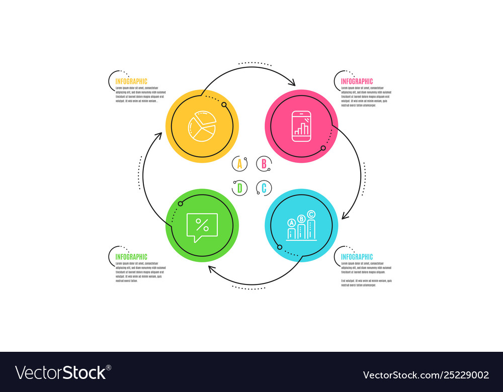 Graph phone pie chart and discount message icons vector image Graph phone pie chart and discount message icons