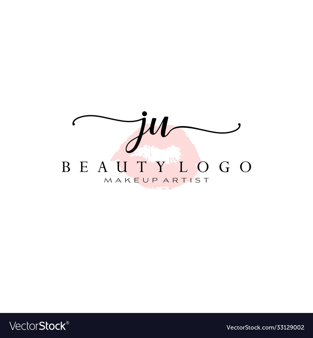 Letter ju watercolor lips premade logo design