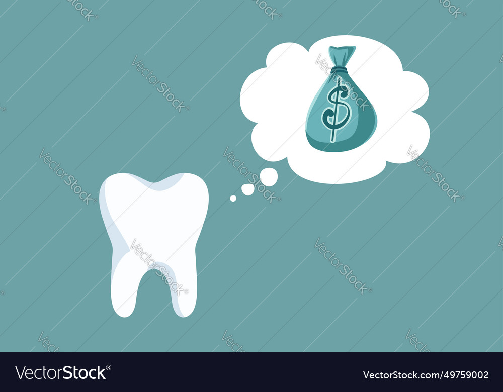 Molarzahn denkend an eine Geldtasche Cartoon Vector Image Molarzahn denkend an eine Geldtasche Cartoon
