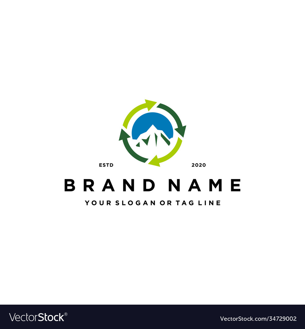 Mountain arrow circle recycling logo design