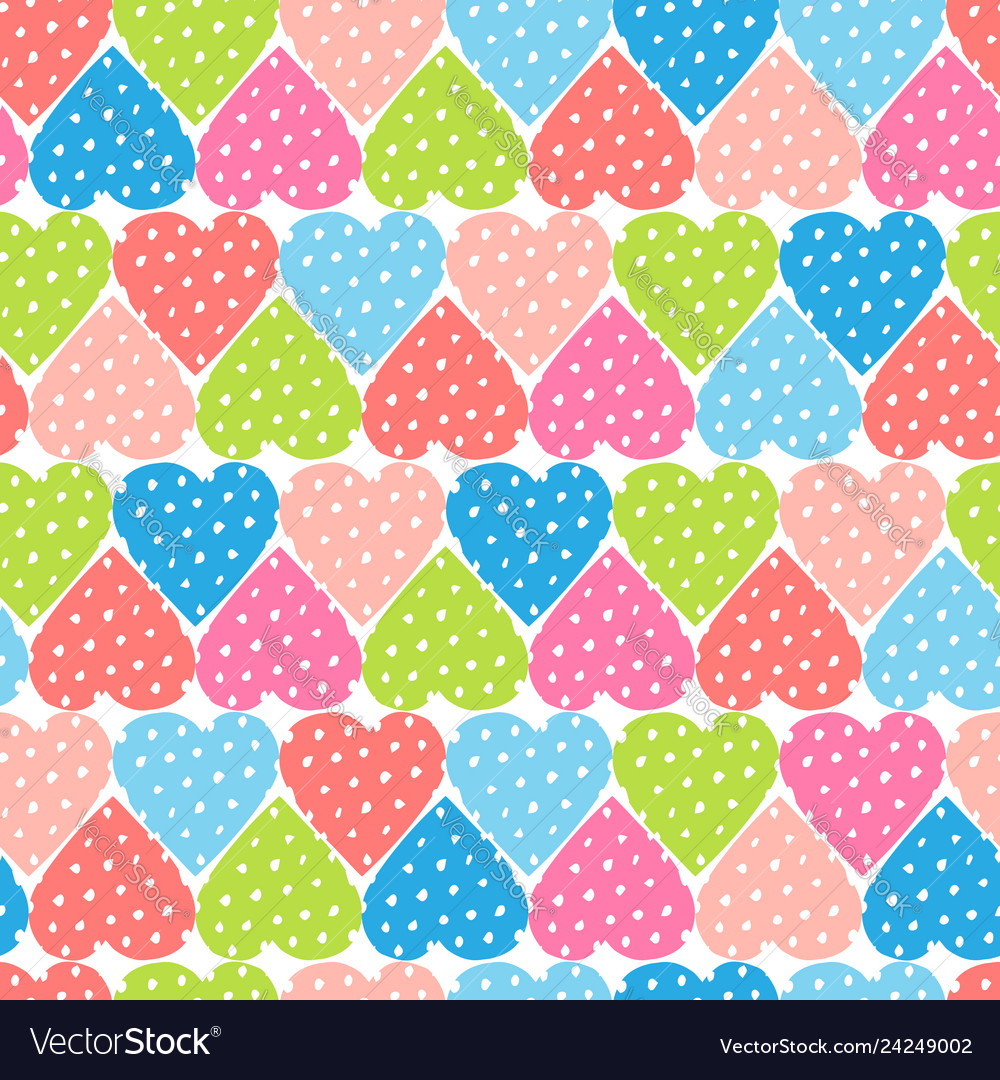 Seamless pattern with polka dot hearts Royalty Free Vector