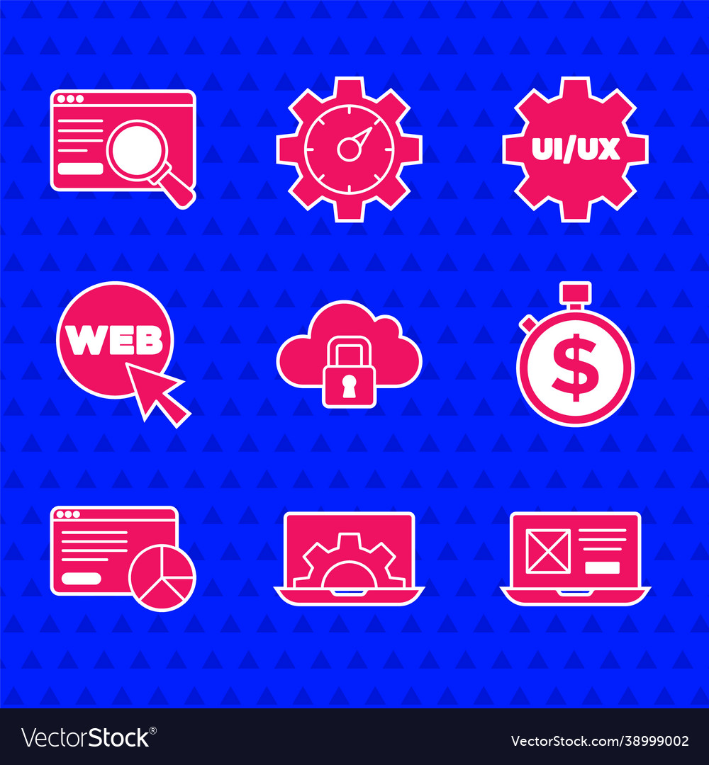 Set cloud computing lock web development ui vector image Set cloud computing lock web development ui