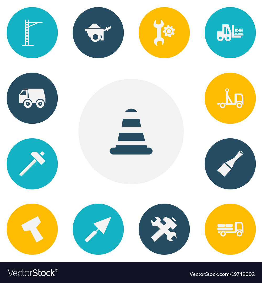 Set of 13 editable building icons includes