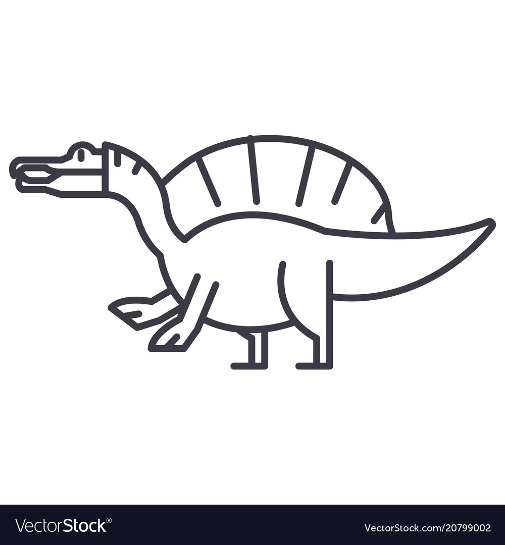 Spinosaurus line icon sign Royalty Free Vector Image