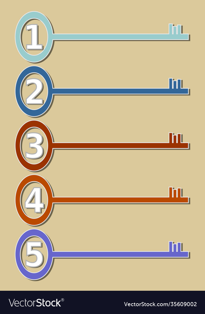 Template with five options multicolored keys