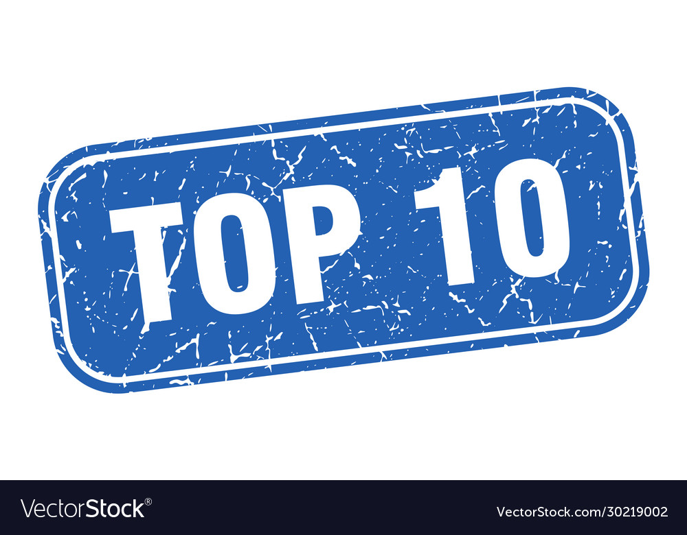 Top 10 stamp square grungy blue sign Royalty Free Vector