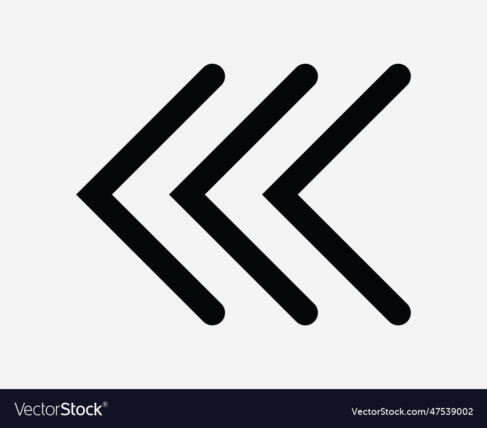 Dreifache linke Pfeil Icon Zeiger Weg navigieren vector image Dreifache linke Pfeil Icon Zeiger Weg navigieren