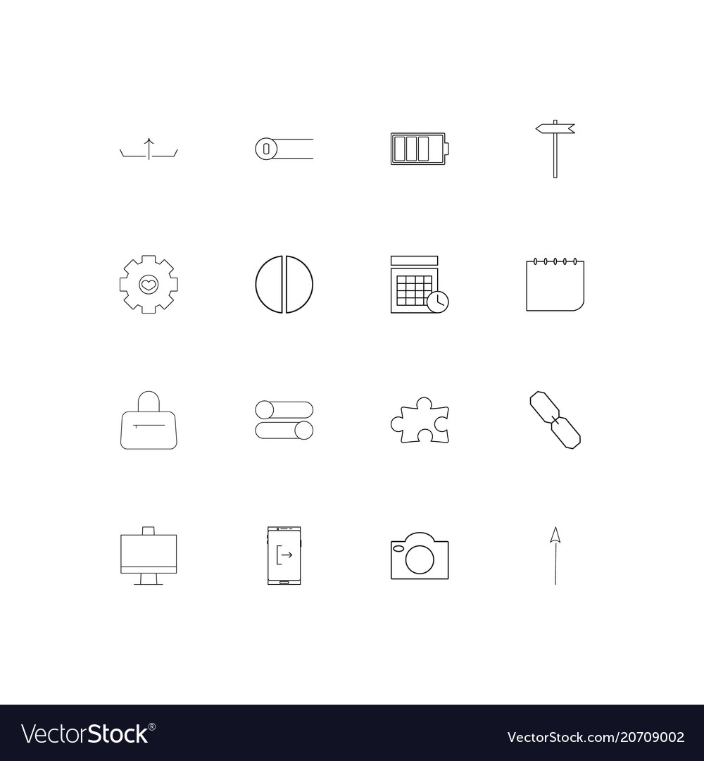 User interface simple linear icons set outlined