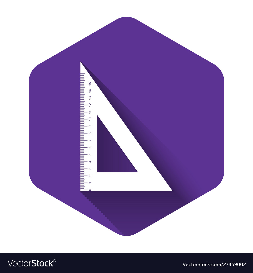 White triangular ruler icon isolated with long vector image White triangular ruler icon isolated with long