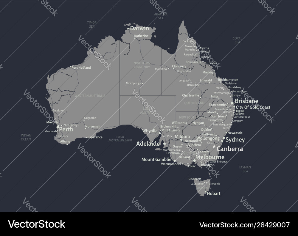 Australia map high deailed with states names Vector Image