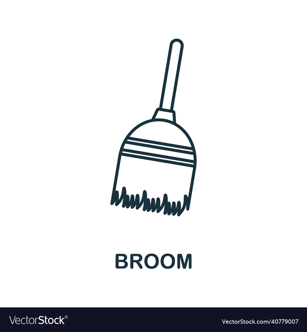 Broom icon line element from cleaning collection vector image Broom icon line element from cleaning collection