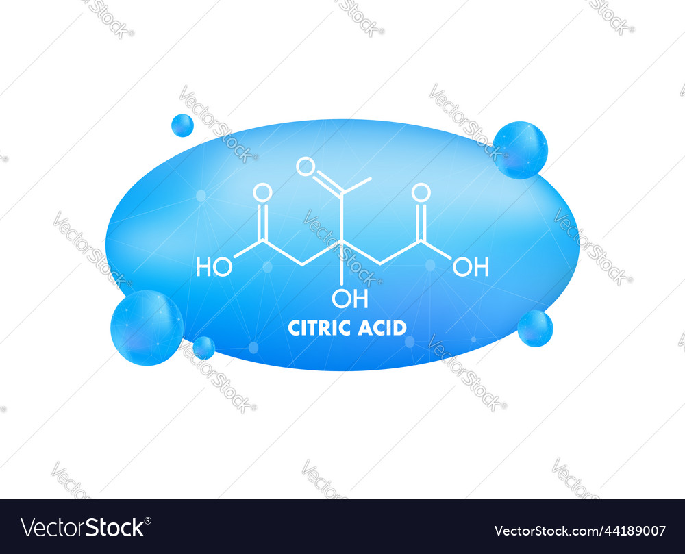 Citric acid concept chemical formula icon label Vector Image