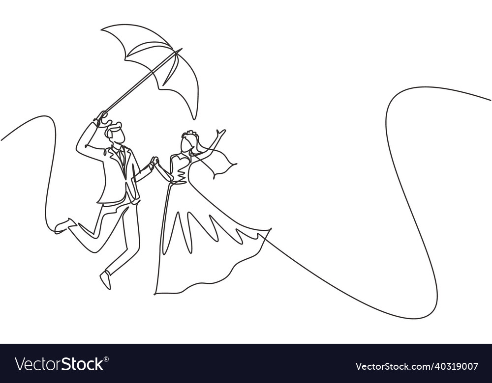 Romantic couple one continuous line art drawing vector illustration  minimalism style Stock Vector