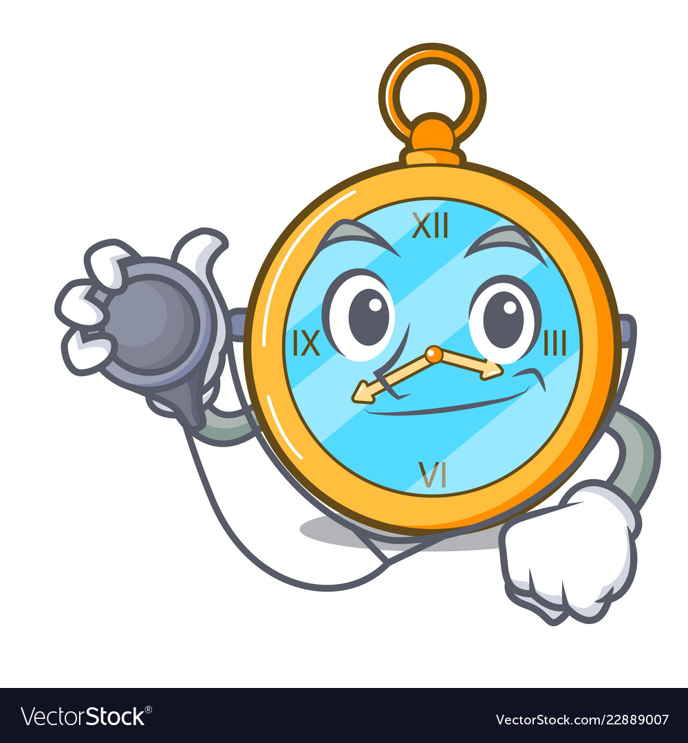 Doctor pocket vintage watch on a cartoon