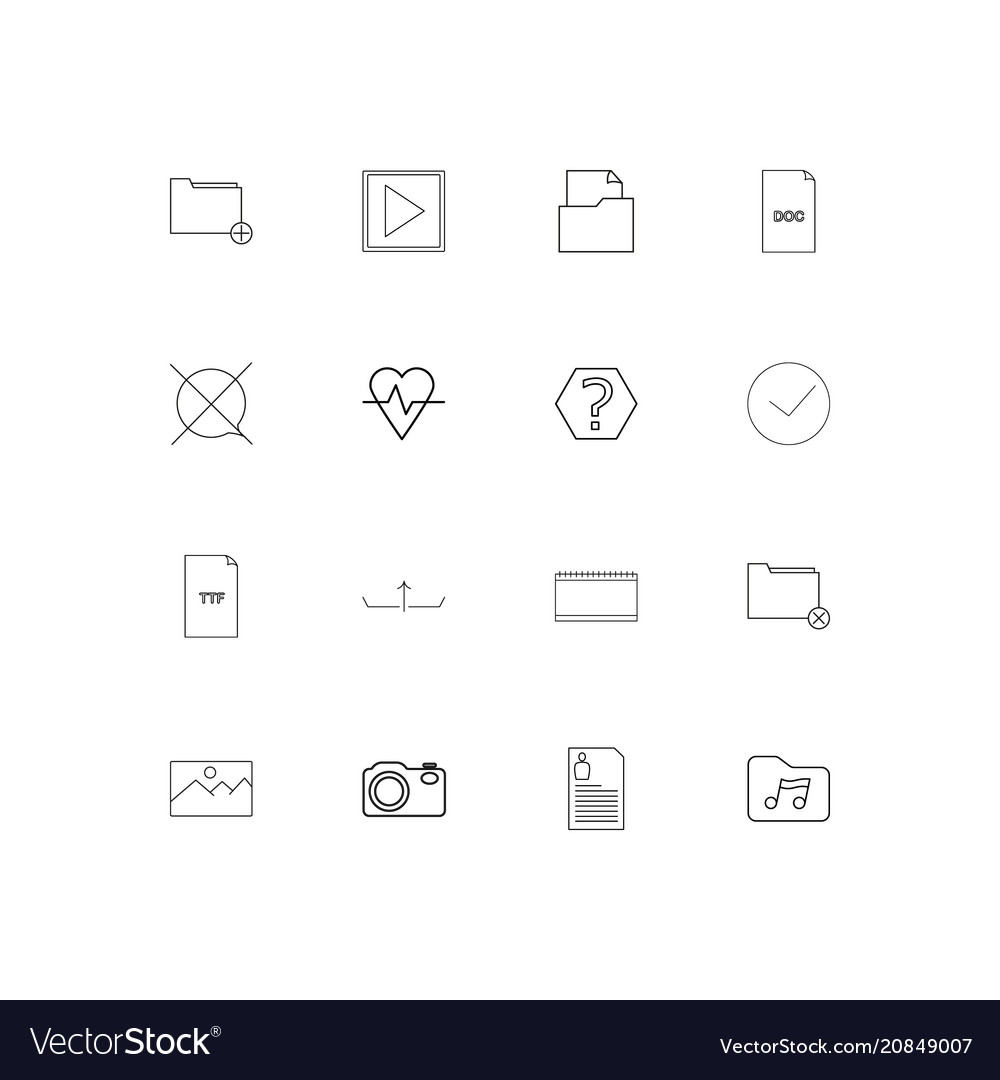 Files and folders sign linear thin icons set