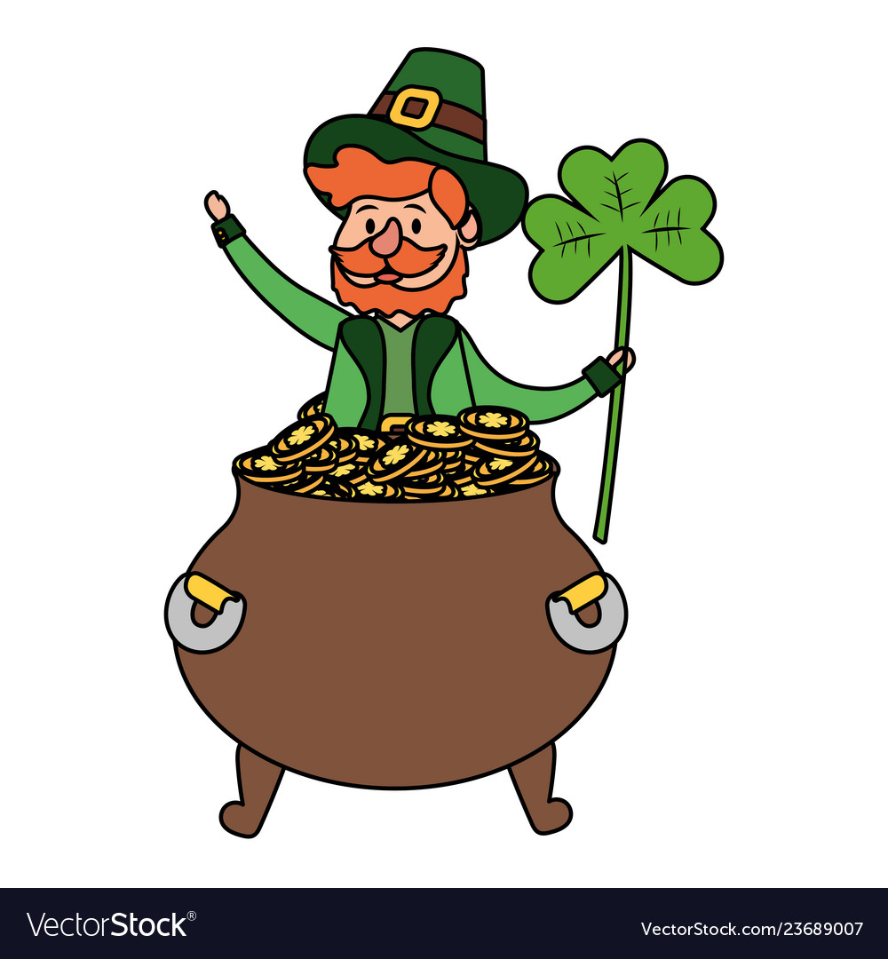 Leprechaun with pot of gold Royalty Free Vector Image