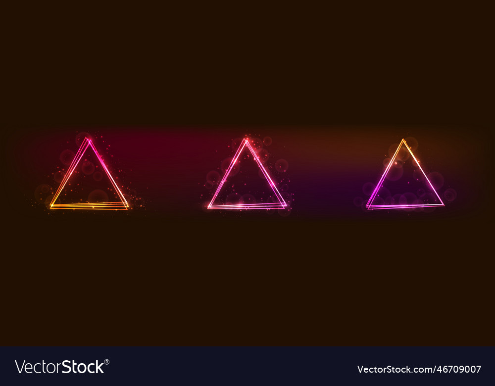 Neon triangular frame with shining effects vector image Neon triangular frame with shining effects