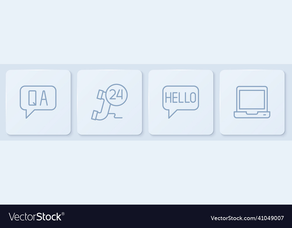Set line question and answer hello in different vector image Set line question and answer hello in different