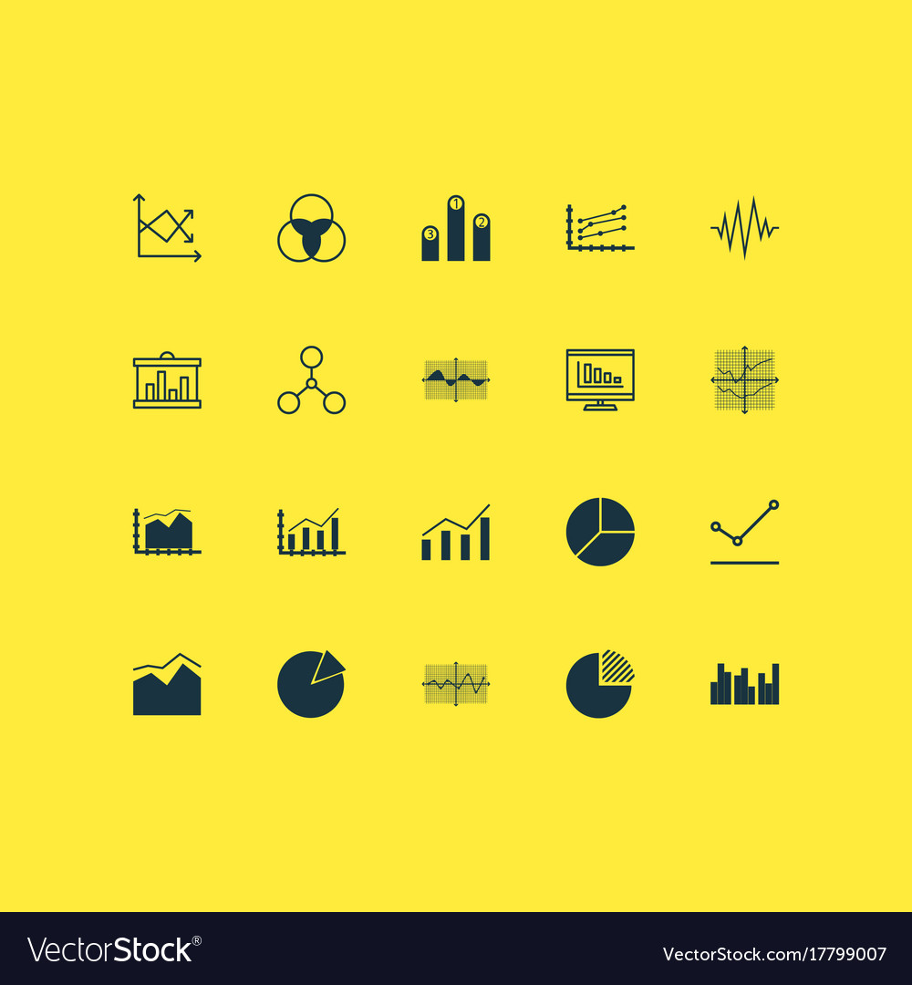 Set of graphs diagrams and statistics icons