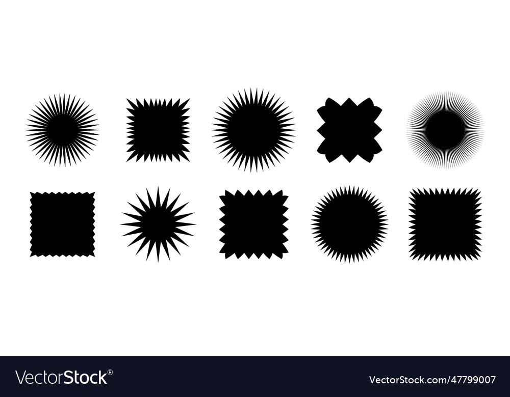 Zig zag edge square shape collection jagged Vector Image