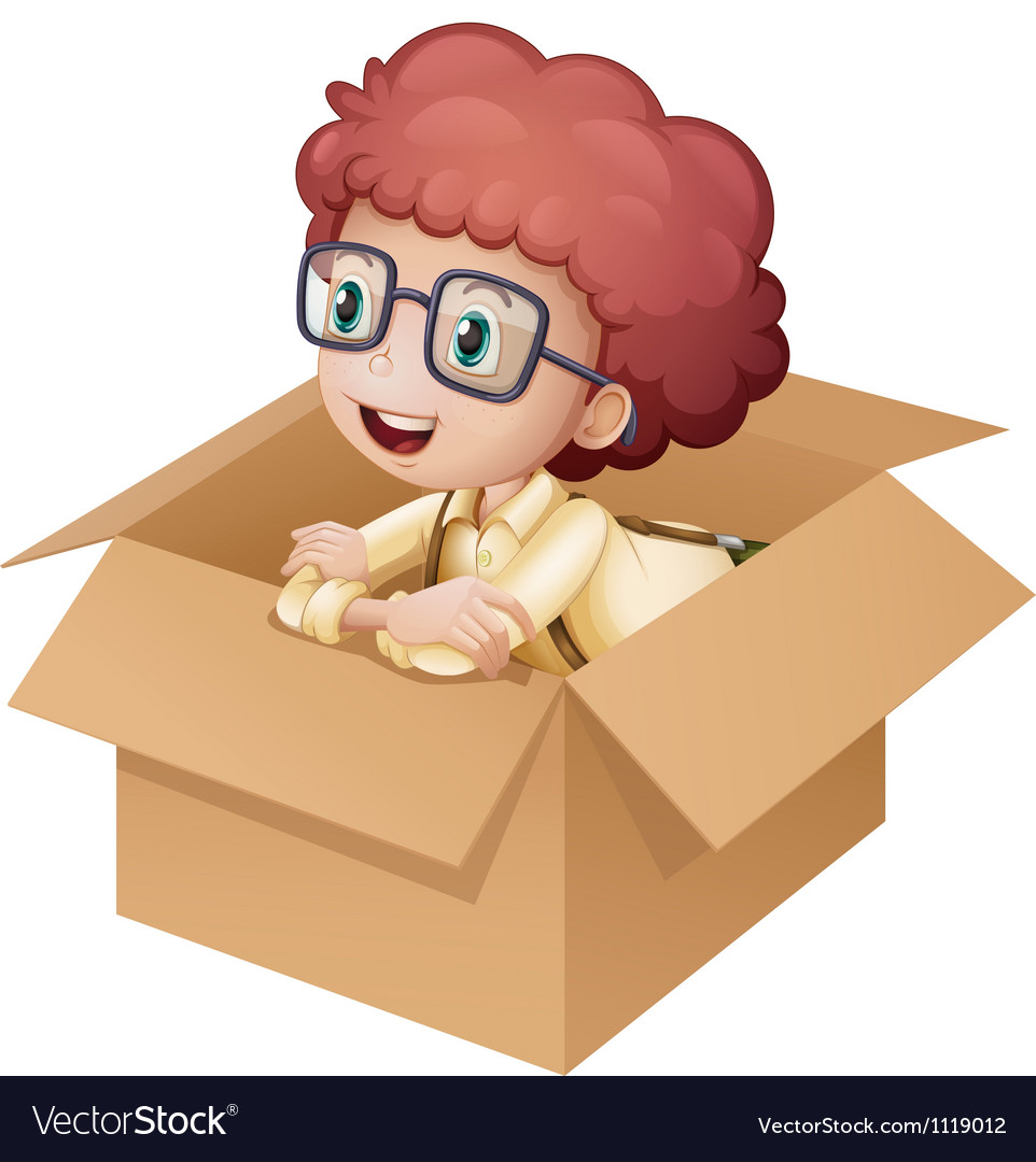 A girl in box Royalty Free Vector Image - VectorStock