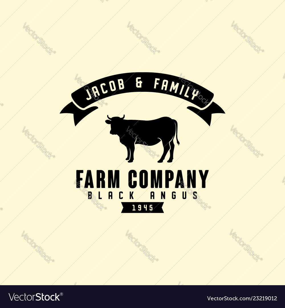 Schwarzer Angus Logo Design Vorlage Kuhfarm