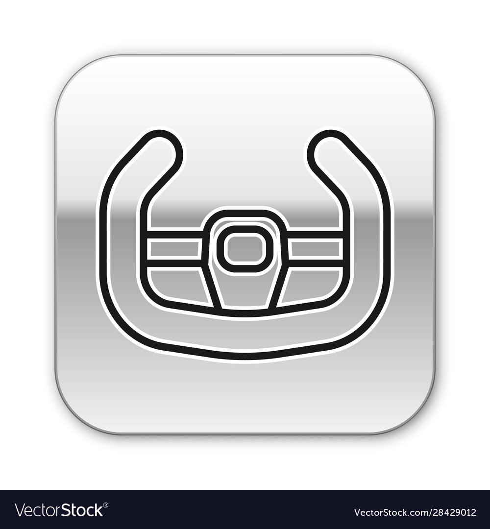 Black line sport steering wheel icon isolated