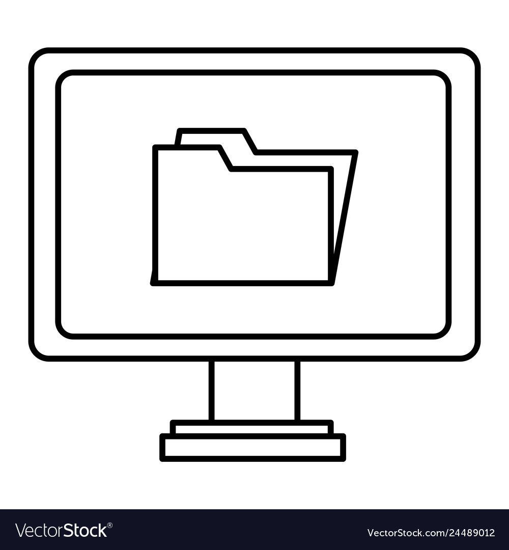 Computer display with folder vector image Computer display with folder
