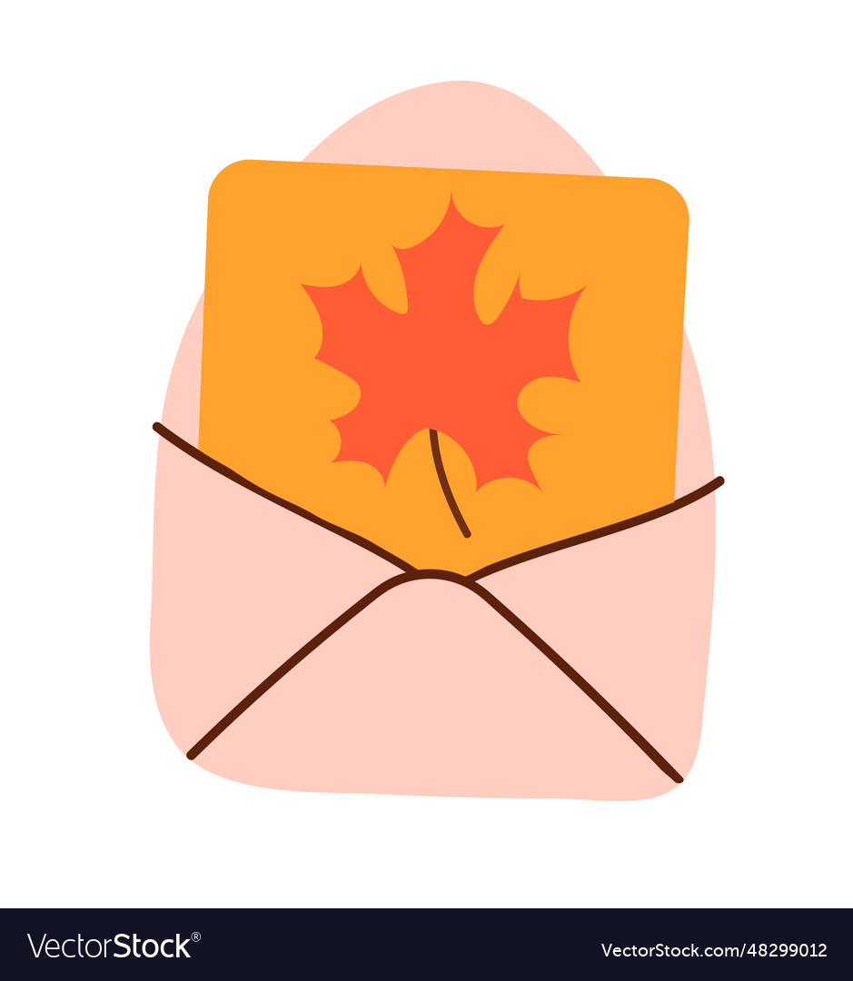 Envelope with maple leaf autumn element
