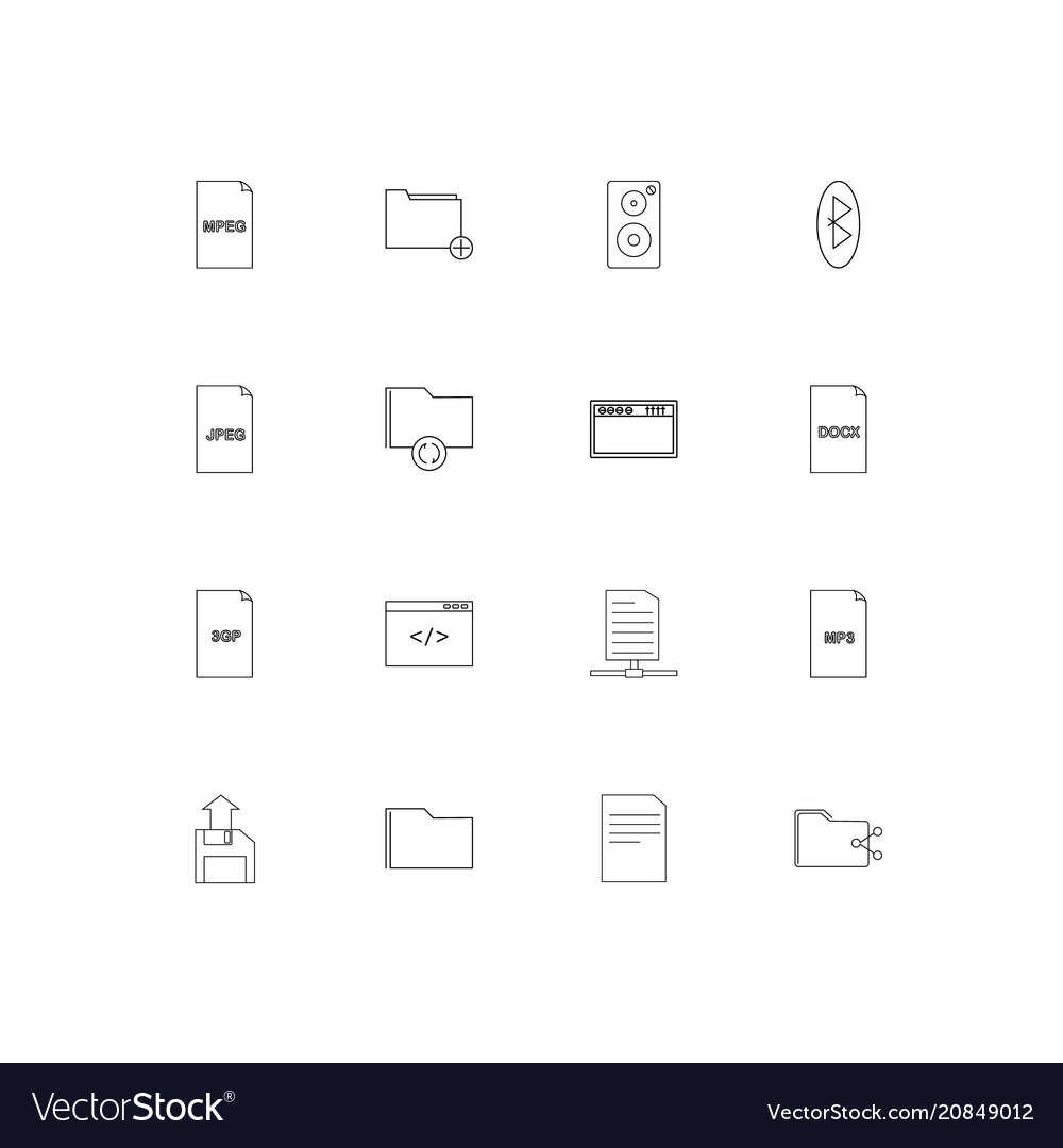 Files and folders sign linear thin icons set