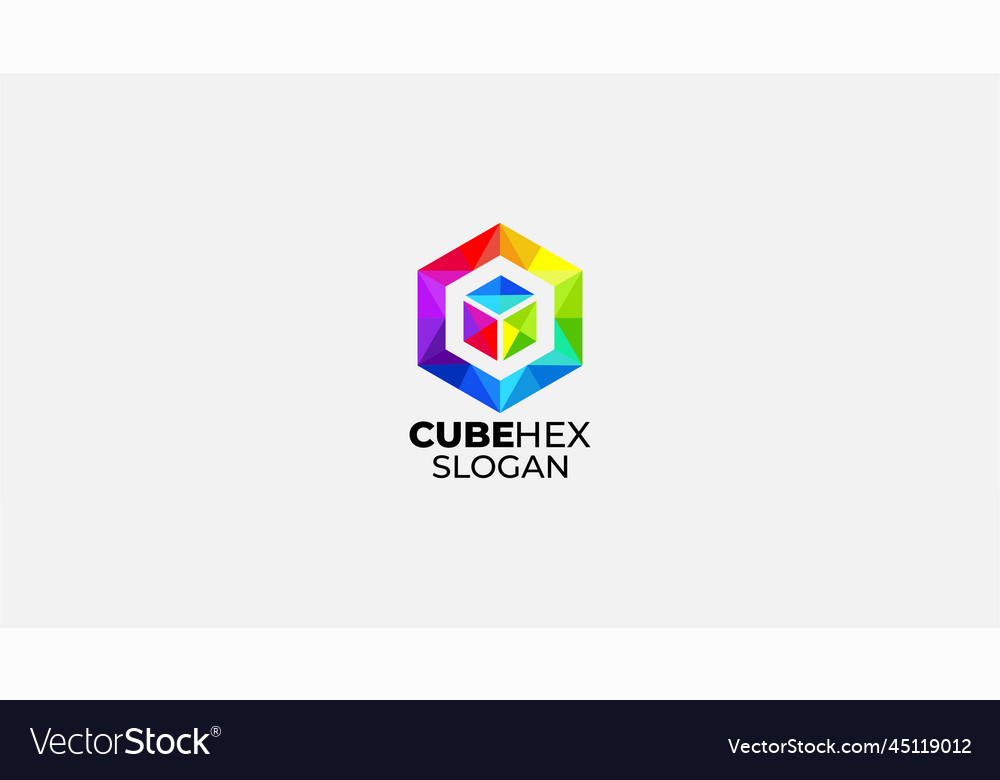 Gradient cube hex logo design template Vector Image Gradient cube hex logo design template