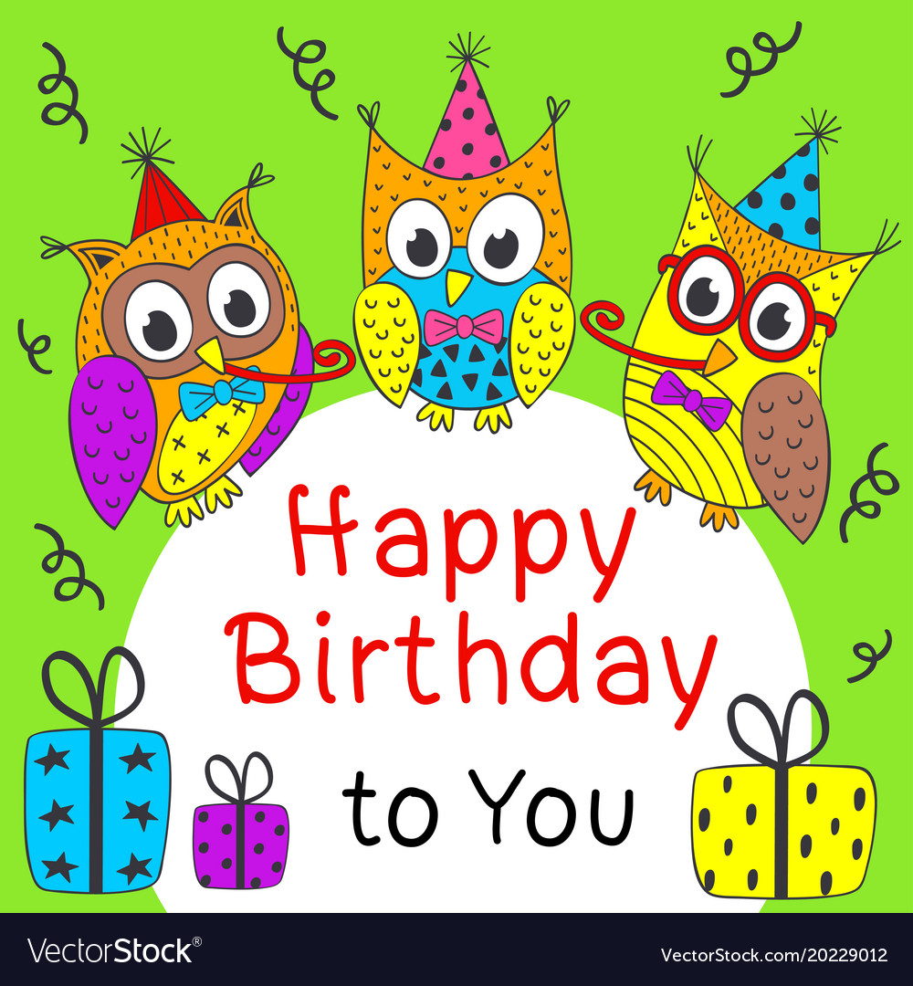 owl happy birthday card