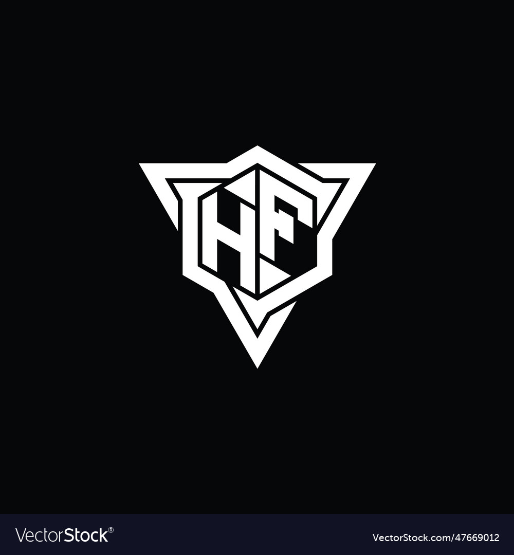 Hf logo monogram hexagon shape with triangle