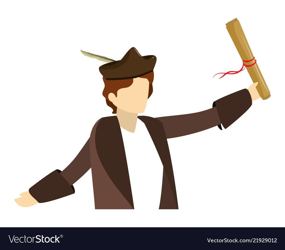 Man christopher columbus with hat and parchment Vector Image