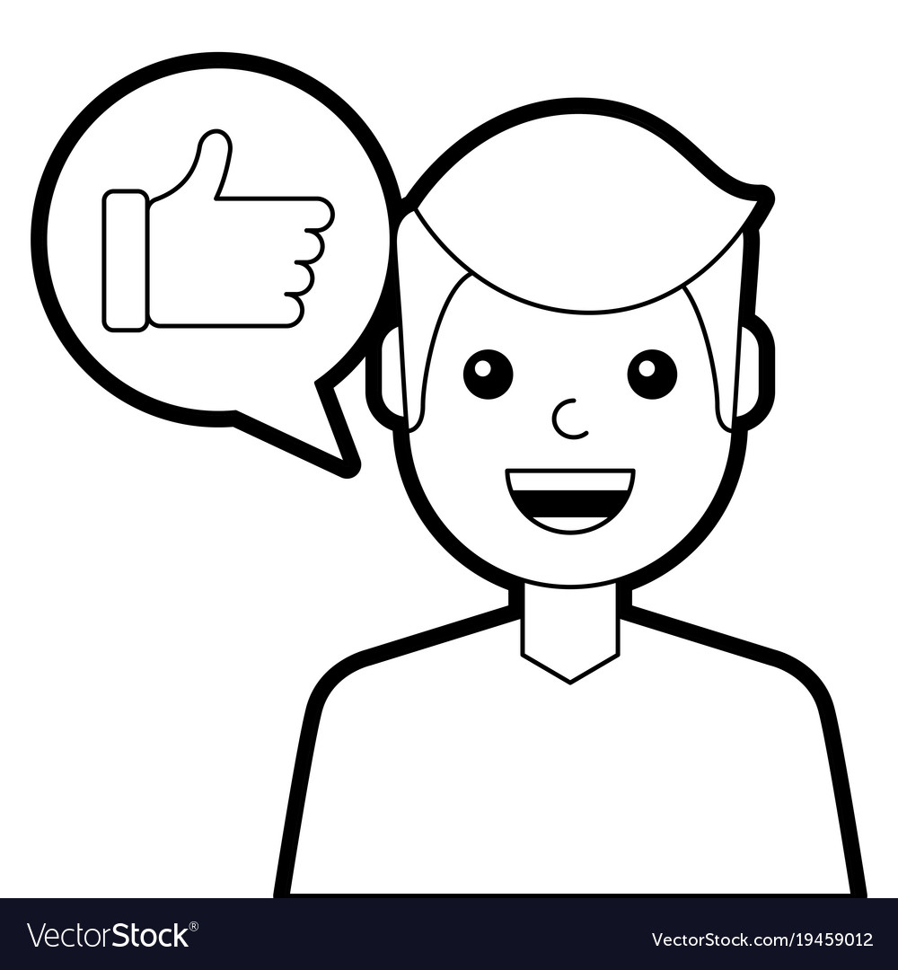 Man with hand like in speech bubble