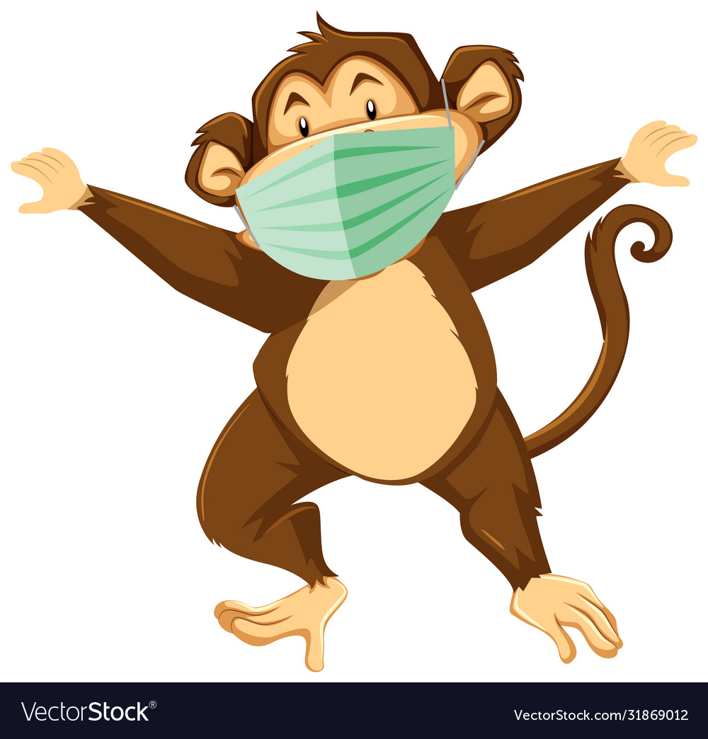 Monkey cartoon character wearing mask Royalty Free Vector Monkey cartoon character wearing mask Royalty Free Vector