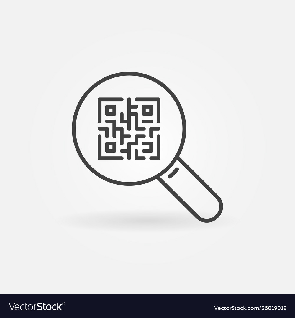 Qr code in magnifier outline search concept