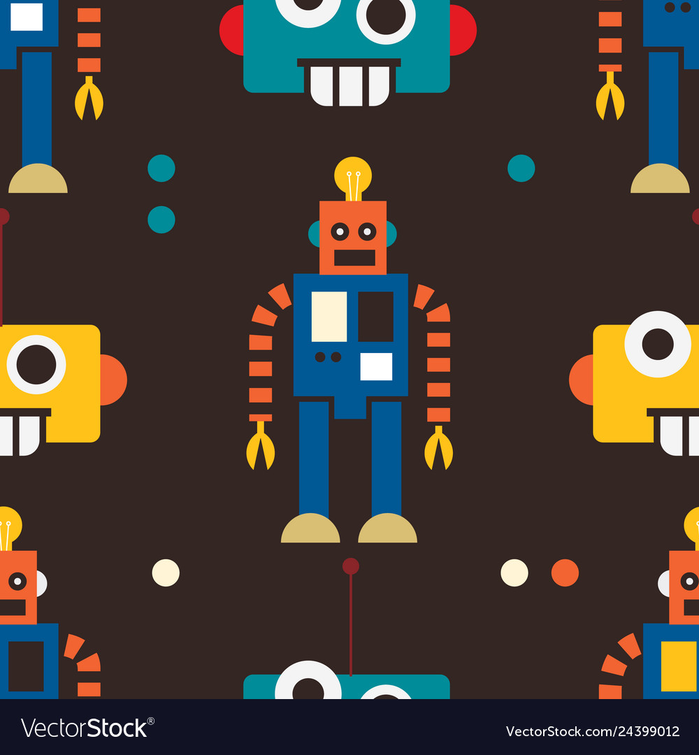 Robot seamless pattern vector image Robot seamless pattern