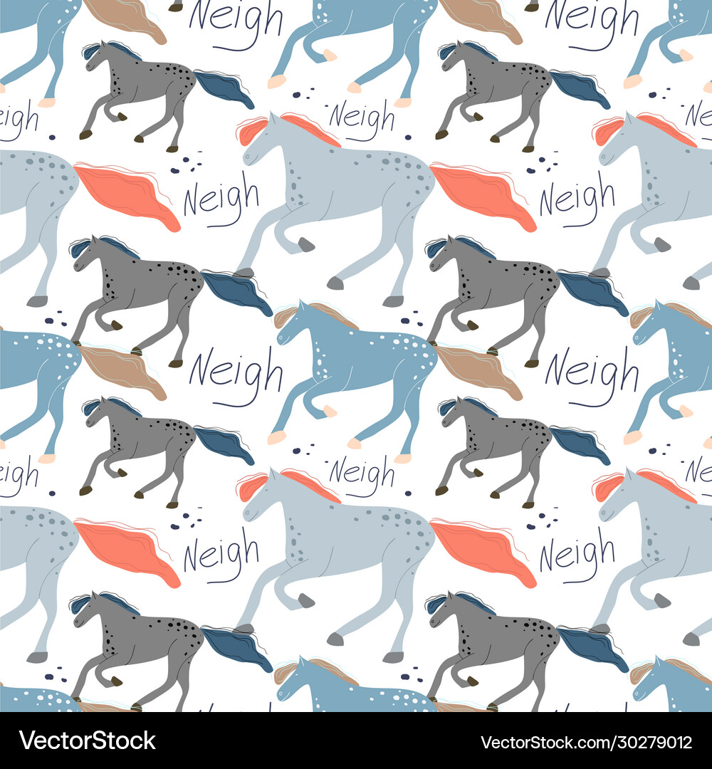 Seamless pattern with horses Royalty Free Vector Image