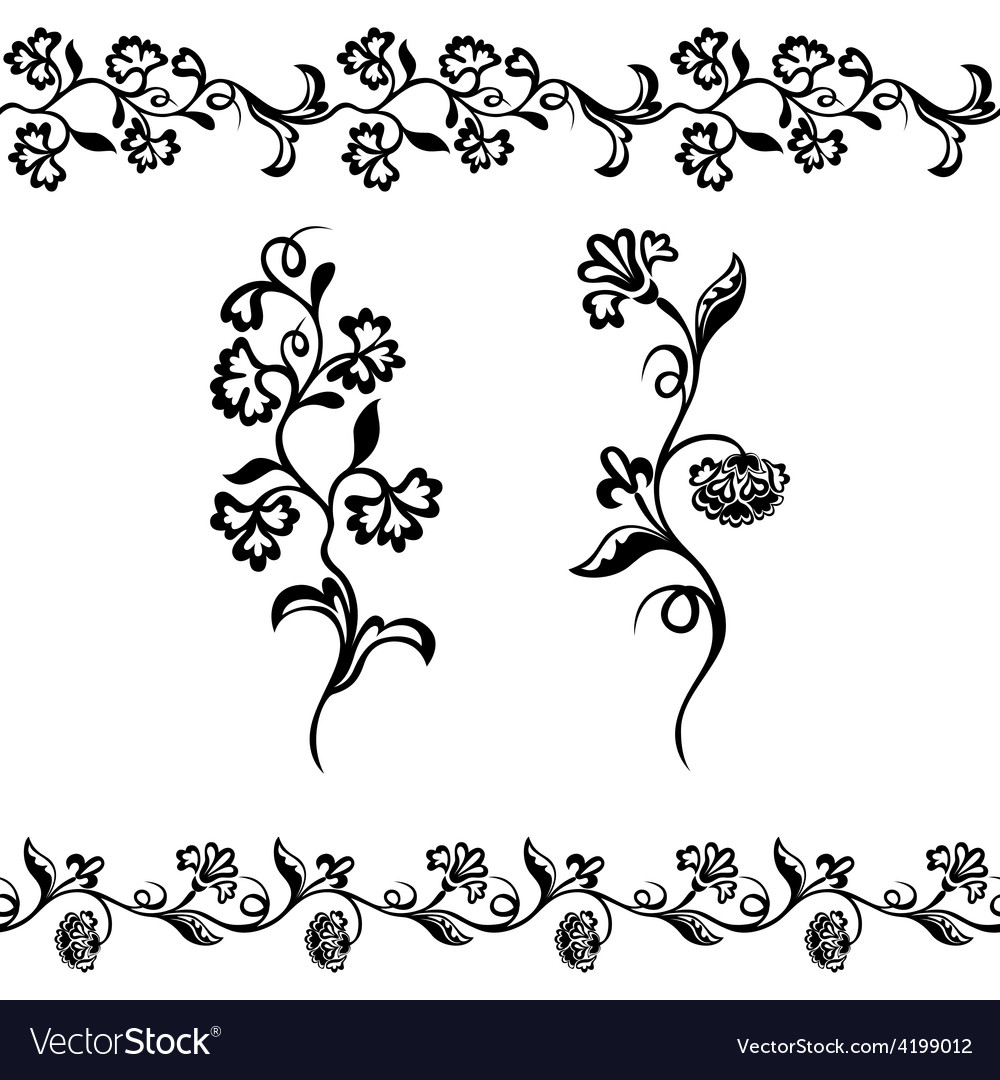Silhouette design plant ornament Royalty Free Vector Image
