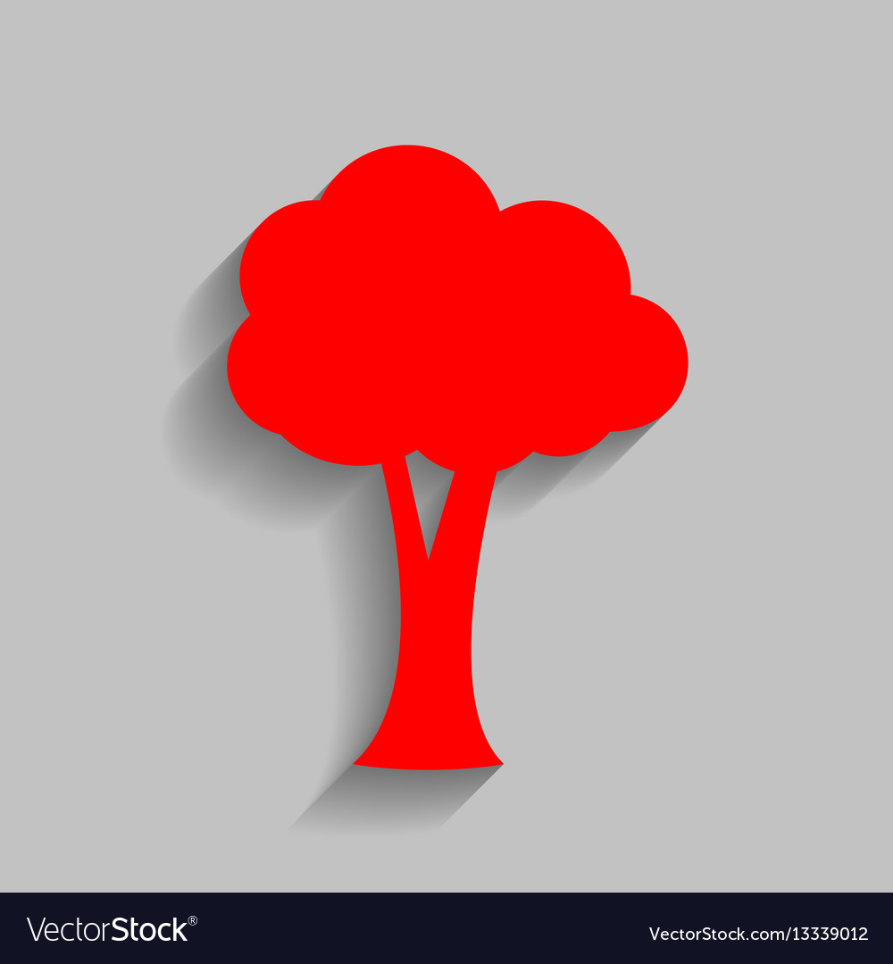 Tree sign red icon with soft