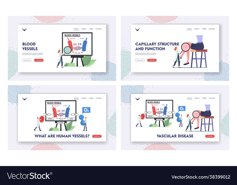 Vascular disease landing page template set Vector Image