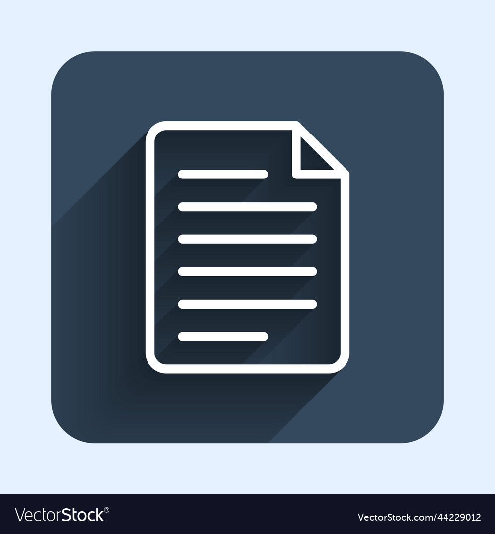 White line file document icon isolated with long