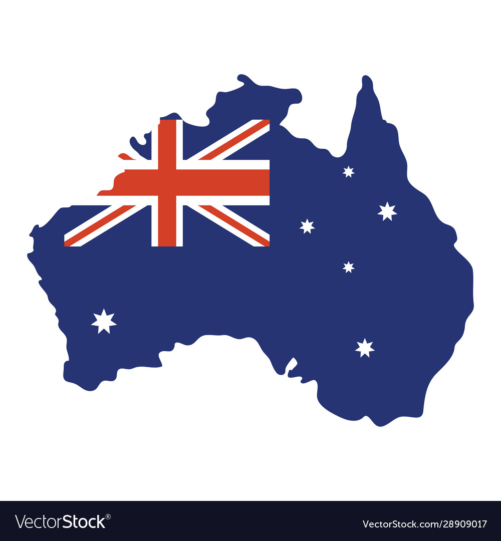 Australian country flag in map Royalty Free Vector Image