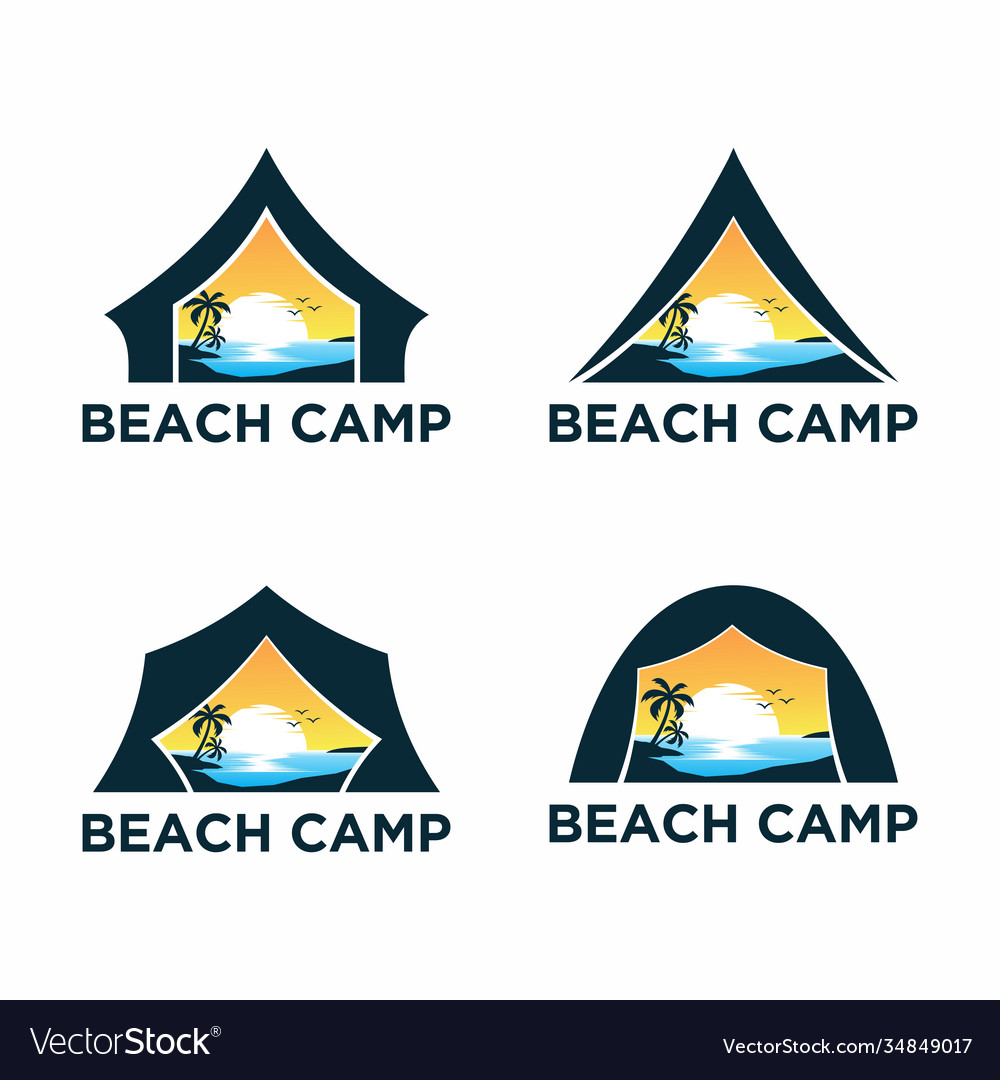 Beach camping logo design Royalty Free Vector Image