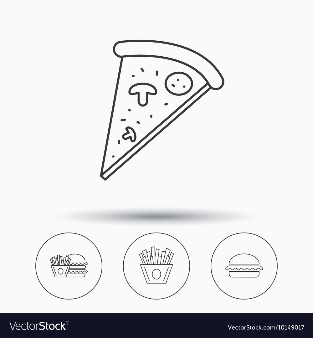 Burger pizza and chips fries icons Royalty Free Vector Image